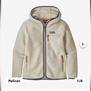 PATAGONIA RETRO PILE FLEECE HOODY PELICAN EUC SMALL